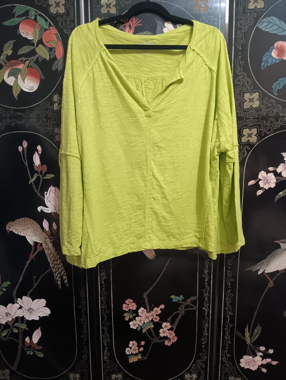 Neon Buddha Women's Lime V-Neck Long Sleeve Top